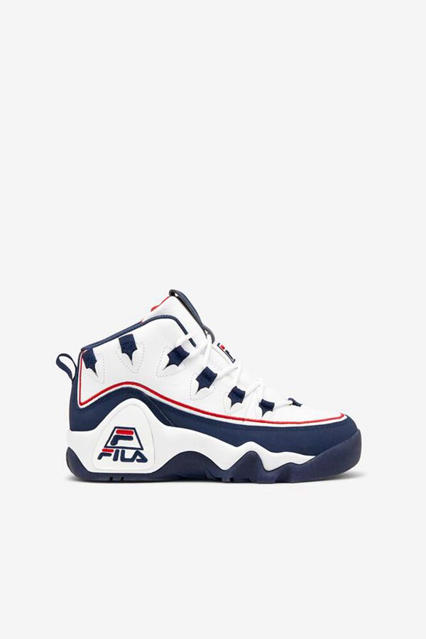 Fila Grant Hill Offset Boy's Sneakers - White/Navy/Red,NZ 810-75936